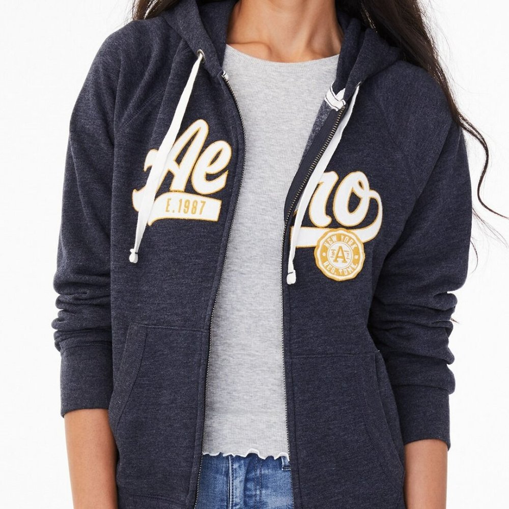 AEROPOSTALE Script Crest Full-Zip Hoodie, Size S - NWT